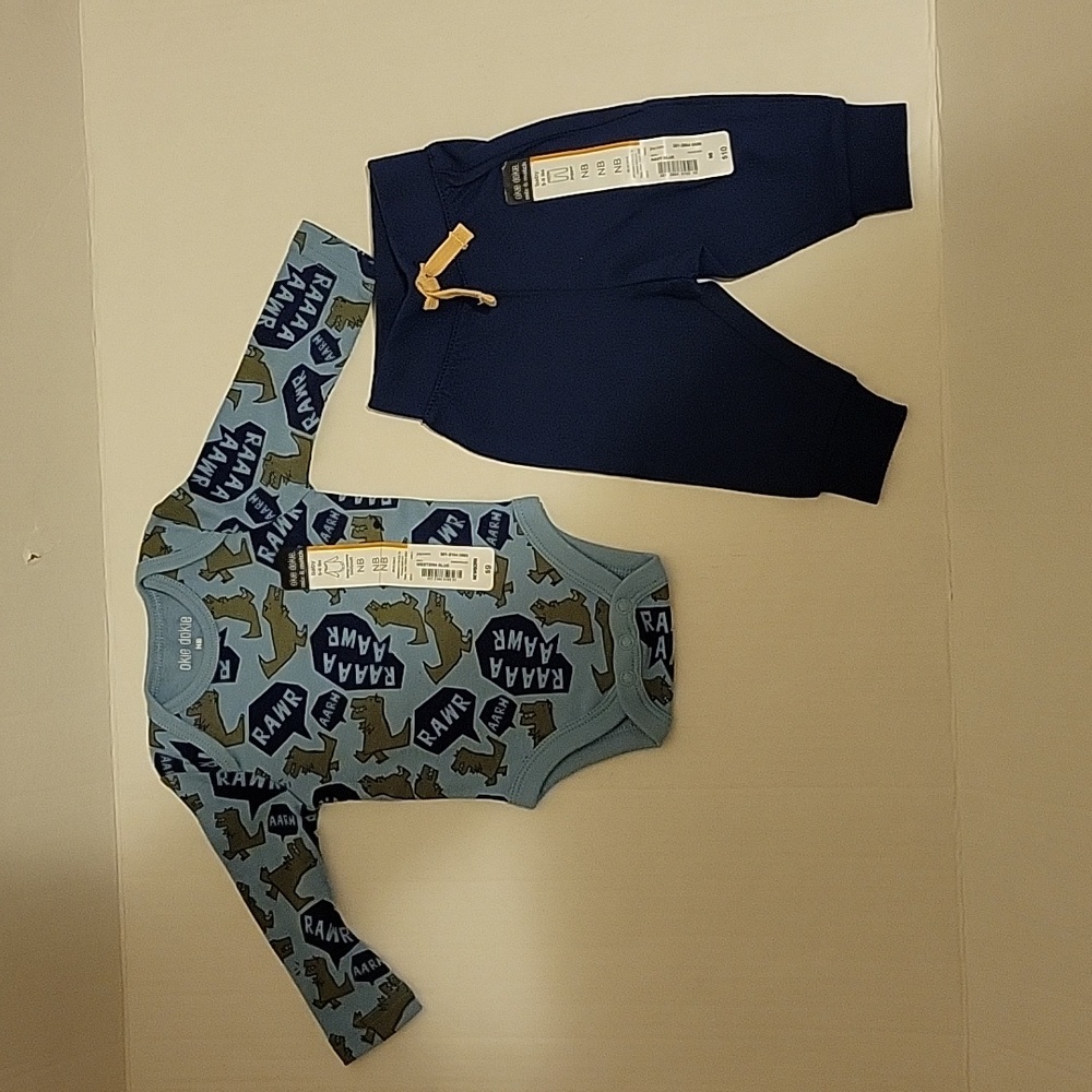 NWT: okie dokie mix & match Dinosaur Onesie and Jogger Pants